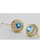 Oro amarillo de 8 quilates 333 Aquamarine pendientes vec002x-aq Ruso Soviético URSS Joyería vintage Art Deco style
